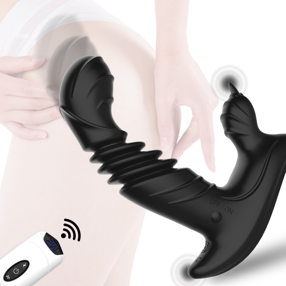 Tongue Licking Telescopic Prostate Massage Remote Control Anal Plug Vibrator