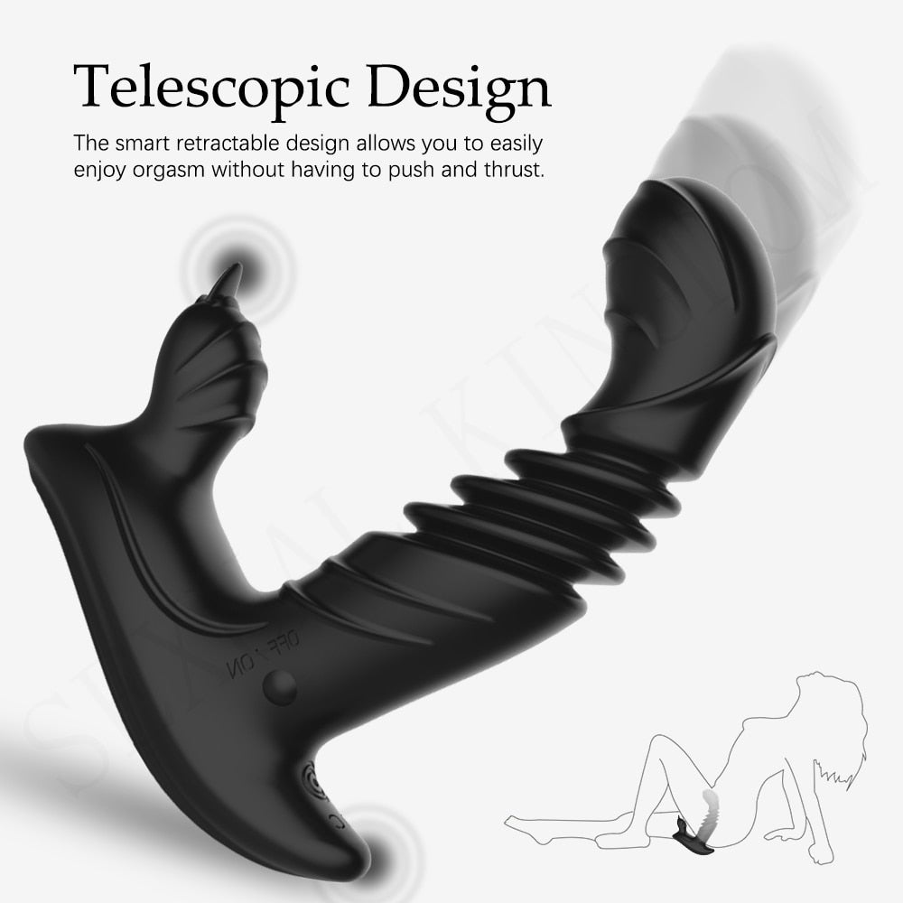 Tongue Licking Telescopic Prostate Massage Remote Control Anal Plug Vibrator
