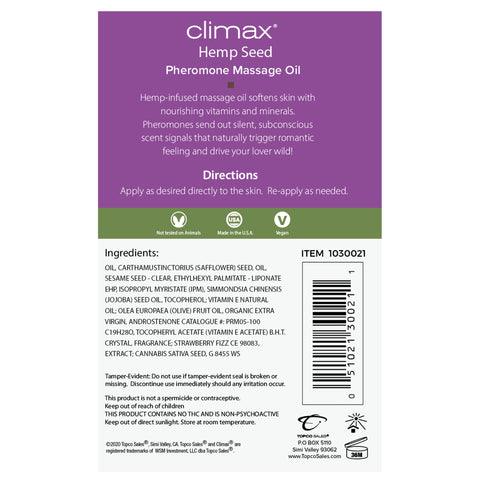 Climax Hemp Seed Pheromone Massage Oil - 4oz (US Only)